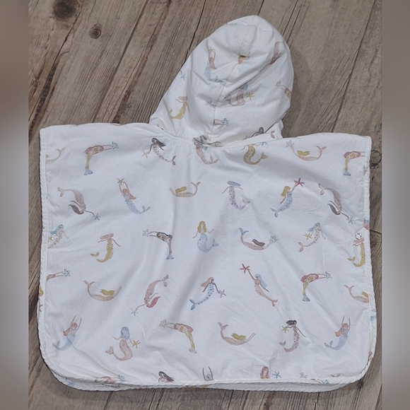 Pehr Toddler Mermaid Hooded Poncho Towel Cover Up 2-3 Years White Cotton Beach - Picture 5 of 7